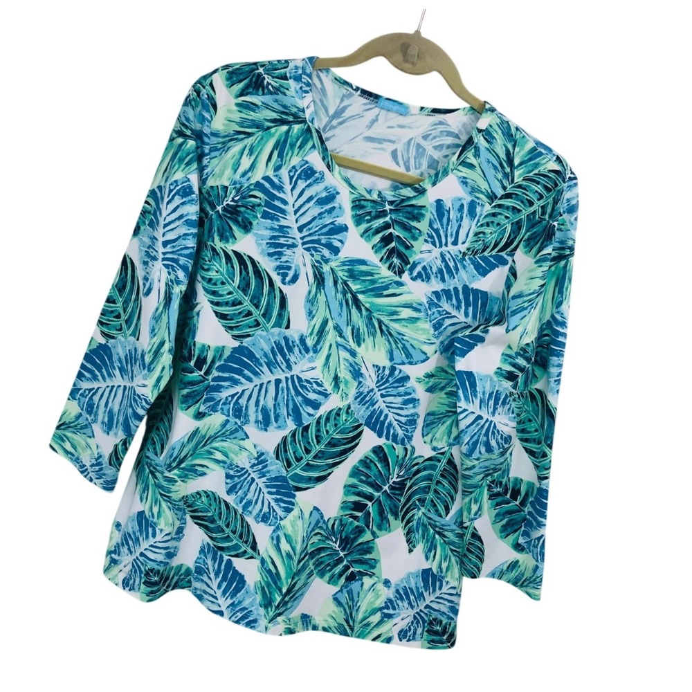J.McLaughlin Catalina Top 3/4 Tropical Preppy Coastal Nautical Golf Womens XL